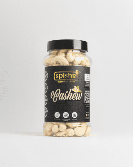 Spishri Premium Cashews – Smooth, whole kaju ideal for fasting foods, sweets, and clean snacks.