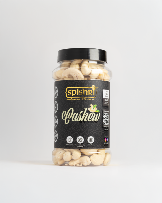 Spishri Premium Cashews – Smooth, whole kaju ideal for fasting foods, sweets, and clean snacks. DIWALI GIFT