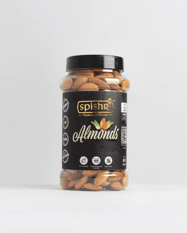 Spishri Premium Almonds – Crunchy, nutrient-rich badam for fasting, energy, and clean eating. DIWALI GIFT