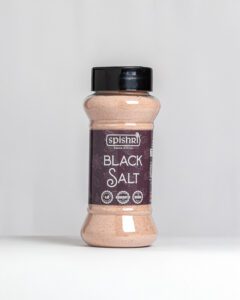 Spishri Black Salt Powder – Finely ground kala namak for chaats, fruit dishes, and satvik seasonings.