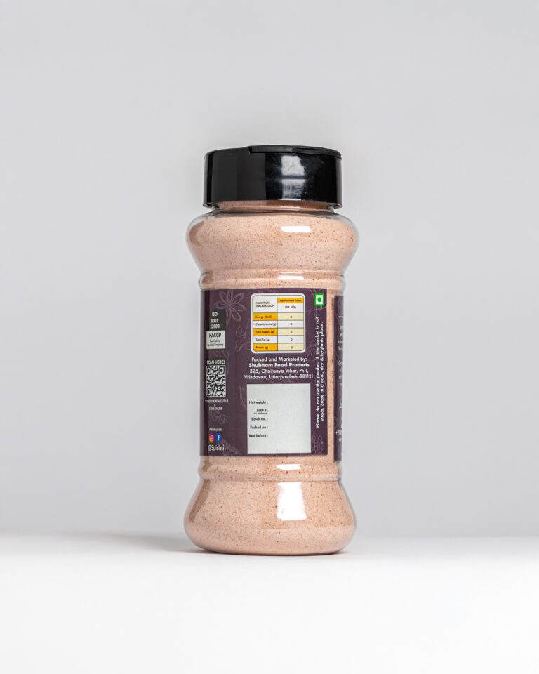 Spishri Black Salt Powder – Finely ground kala namak for chaats, fruit dishes, and satvik seasonings.