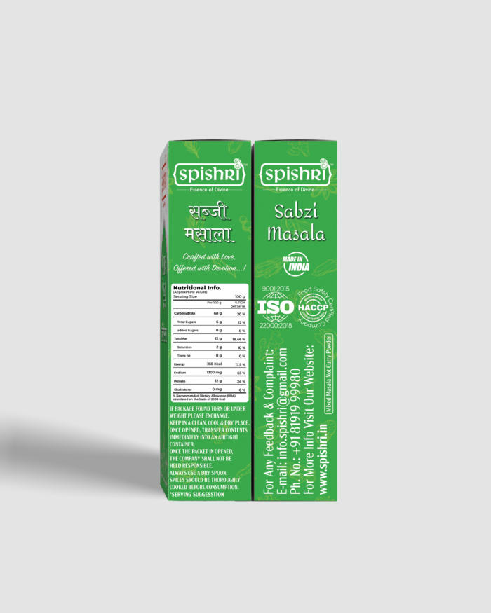 Spishri Sabzi Masala – premium Satvik spice