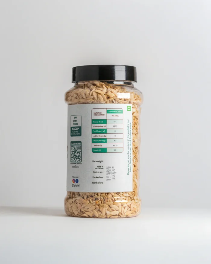 Spishri Muskmelon Seeds – Protein-rich, sweet seeds perfect for Indian sweets, snacks, and satvik fasting meals.
