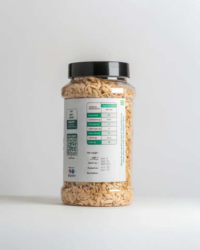 Spishri Muskmelon Seeds – Protein-rich, sweet seeds perfect for Indian sweets, snacks, and satvik fasting meals.