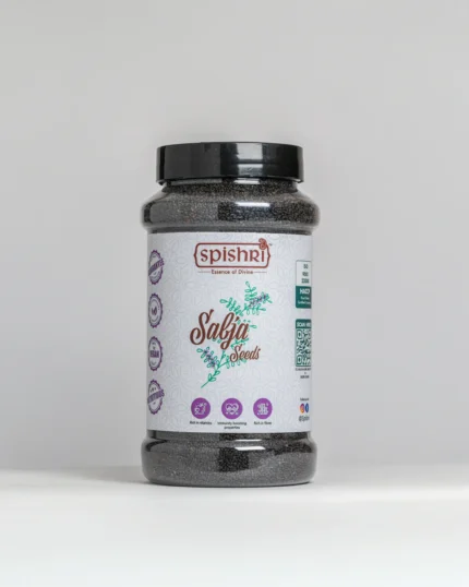 Spishri sabja Seeds – Clean, unpolished sabja seeds for falooda, lemon drinks, and digestion-friendly satvik recipes.