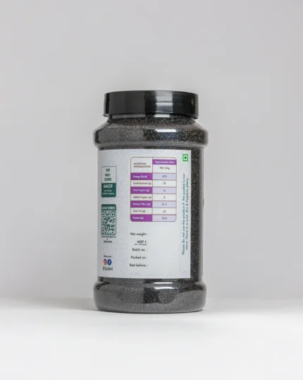 Spishri sabja Seeds – Clean, unpolished sabja seeds for falooda, lemon drinks, and digestion-friendly satvik recipes.