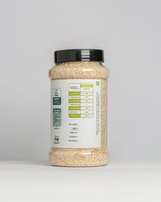 Spishri White Til – Safed sesame seeds for til ladoos, sweets, and satvik winter recipes.