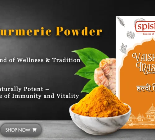 Haldi powder surrounded by traditional Indian spices – focus on turmeric as the golden spice