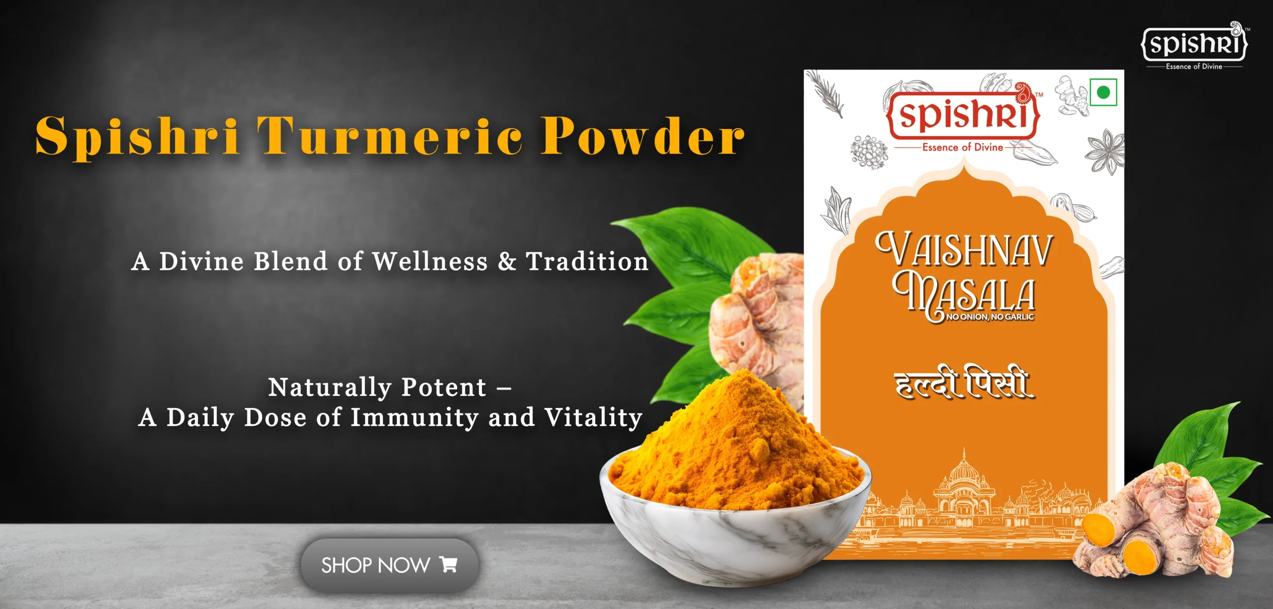 Haldi powder surrounded by traditional Indian spices – focus on turmeric as the golden spice