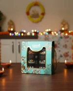 Best Diwali gift hamper under 1000 – Spishri Premium Dry Fruits Gift Pack with Almonds, Cashews, Pistachios, and Raisins in elegant blue floral box, perfect for festive gifting.