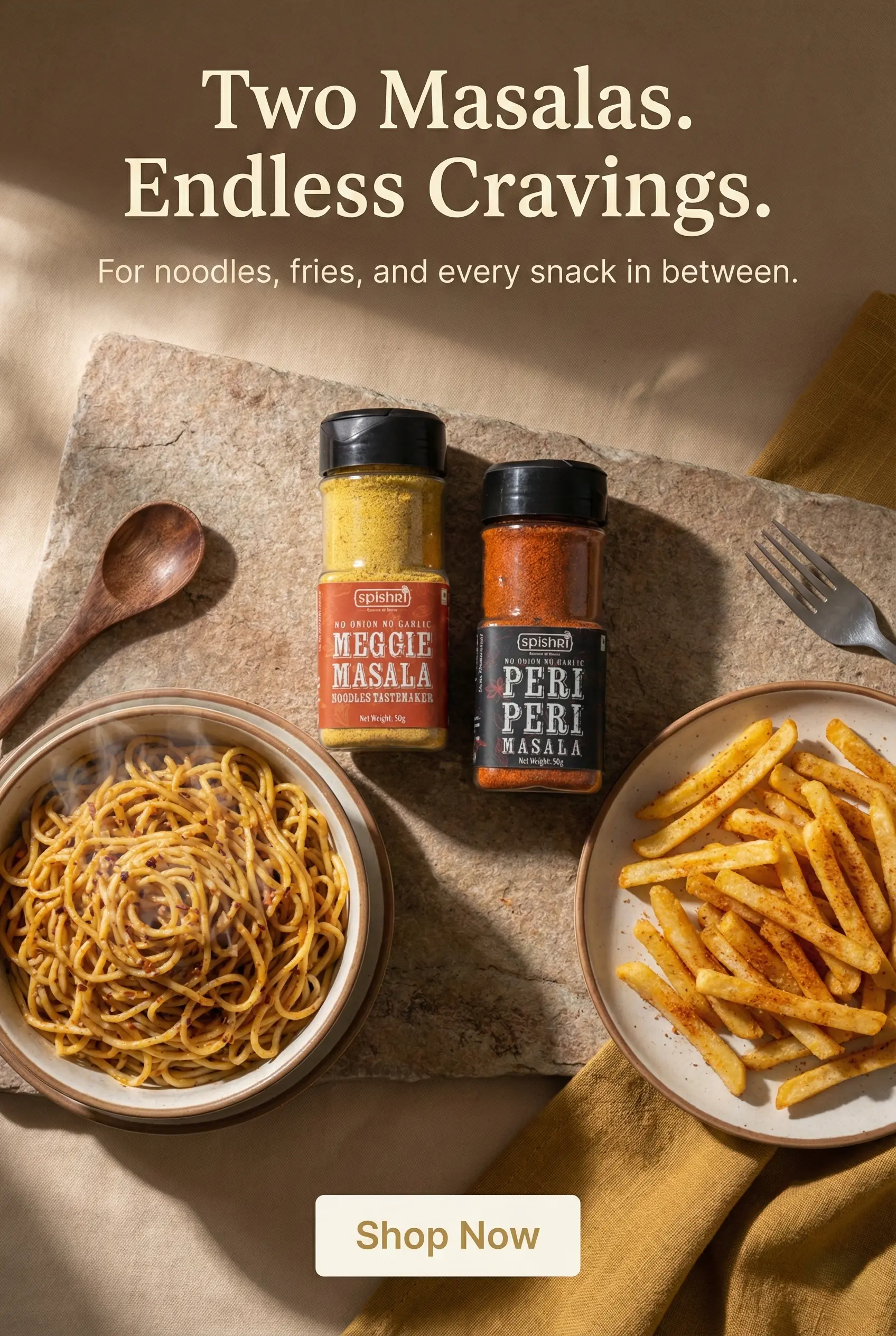 Spishri no onion no garlic peri peri masala seasoning for fries and snacks Spishri no onion no garlic noodles tastemaker masala for chatpata satvik noodles