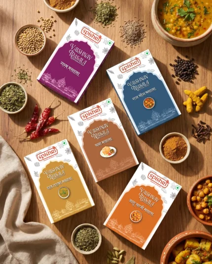 Spishri Classic Indian Flavours Combo with Garam Masala, Aloo Sabzi Masala, Dal Tadka Masala, Rajbhog Masala and Chana Masala without onion and garlic