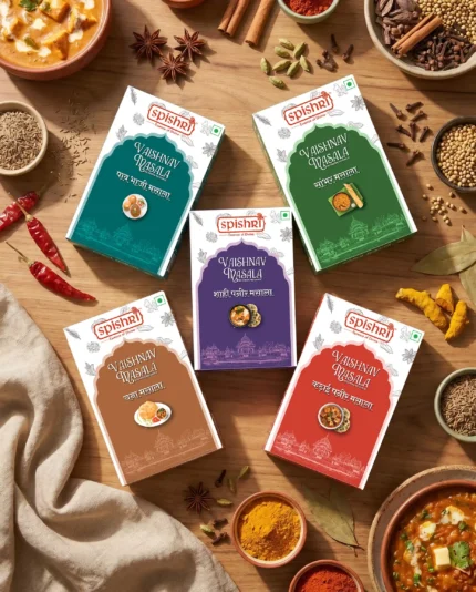 Spishri Flavours of India Combo Pack with Pav Bhaji, Shahi Paneer, Kadhai Paneer, Sambhar and Chana Masala Satvik spices without onion garlic