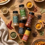 Spishri Hostel Survival Combo Pack with Meggie Masala, Peri Peri, Pizza Seasoning, Oregano and Chillie Flaks for hostel snacks and quick meals.