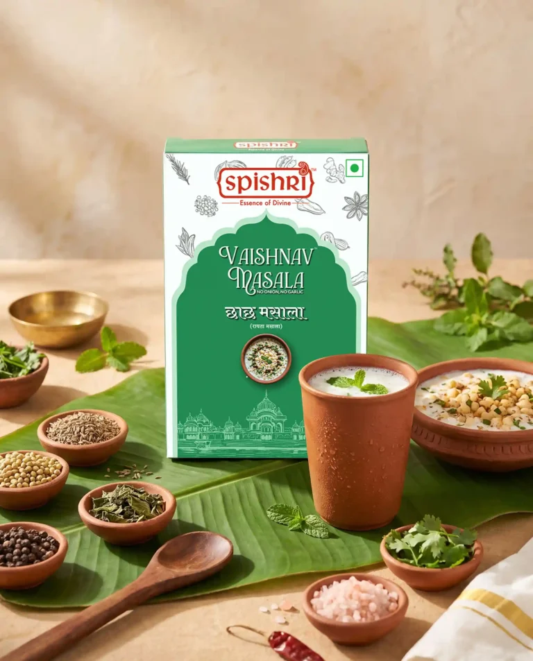 Buy Spishri Premium Raita Masala for flavorful raita, chaas and buttermilk. No onion, no garlic spice blend made for authentic satvik cooking.